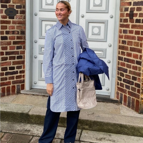 Ganni Dresses & Skirts - GANNI Stripe Cotton Shirtdress